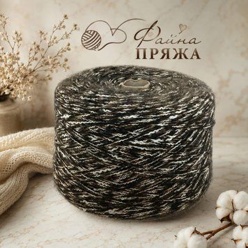 Авторський мікс з італійської пряжі бежево-коричнево-білий меланж з кідмохером &ndash; Файна Пряжа Авторський мікс з італійської пряжі бежево-коричнево-білий меланж з кідмохером &ndash; Файна Пряжа фото